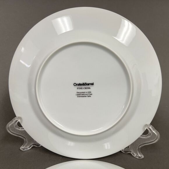 Crate & Barrel Rafia Blue White Waves Wavy Salad Plates Lead Cadmium Lot of 2 - Picture 7 of 9